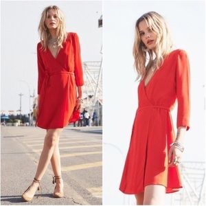 LA Dance Project X Sezane Dress Women’s Sz EU 38 (US 6) Red Wrap A-Line Short